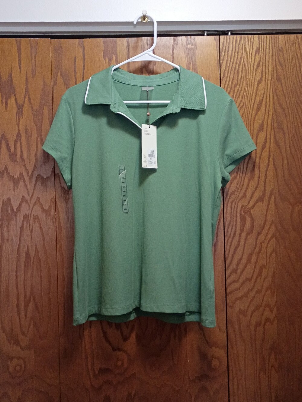 NWT CaliaWomen’s Green Polo Tee with Contrast Trim
